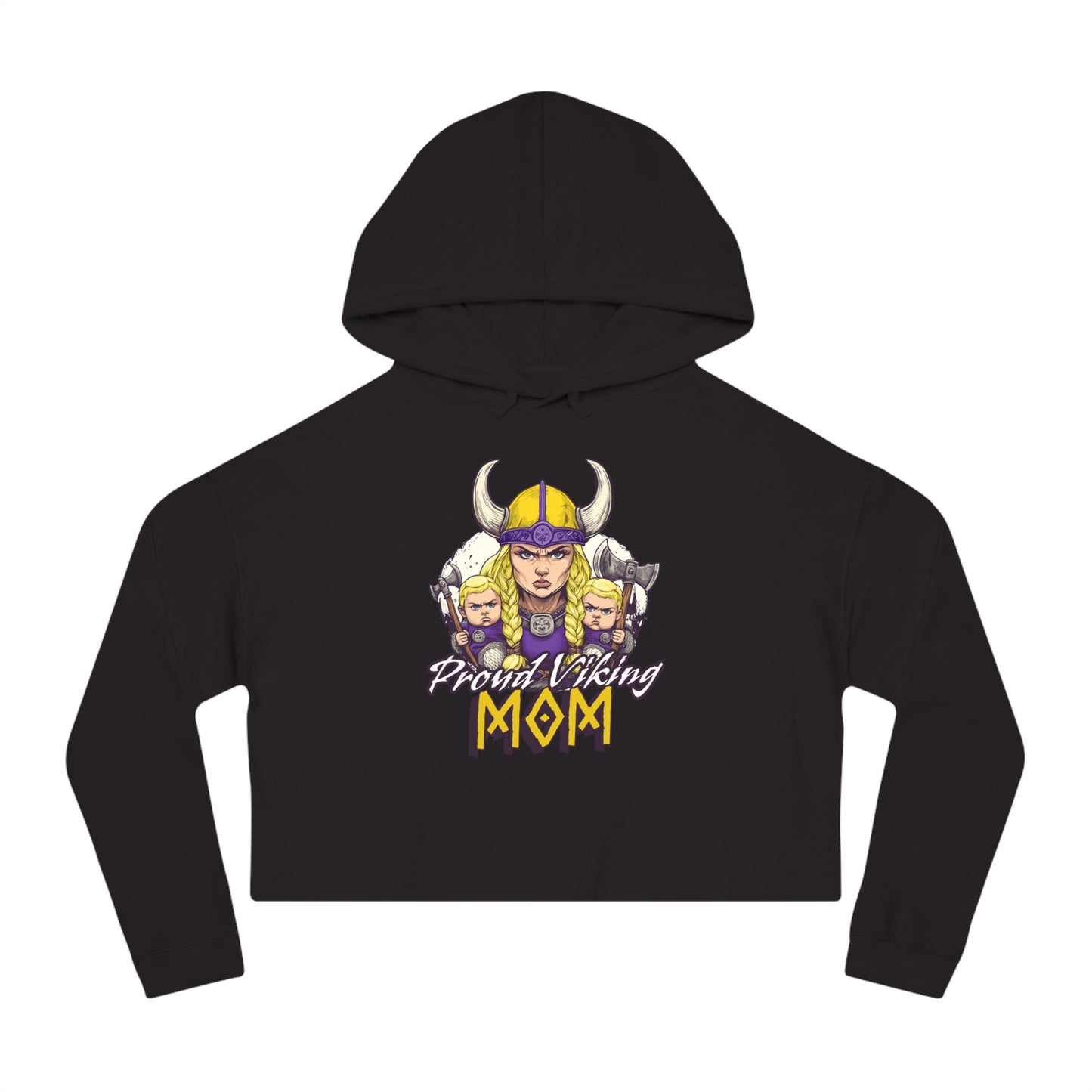 Proud Viking Mom Cropped Hooded Sweatshirt