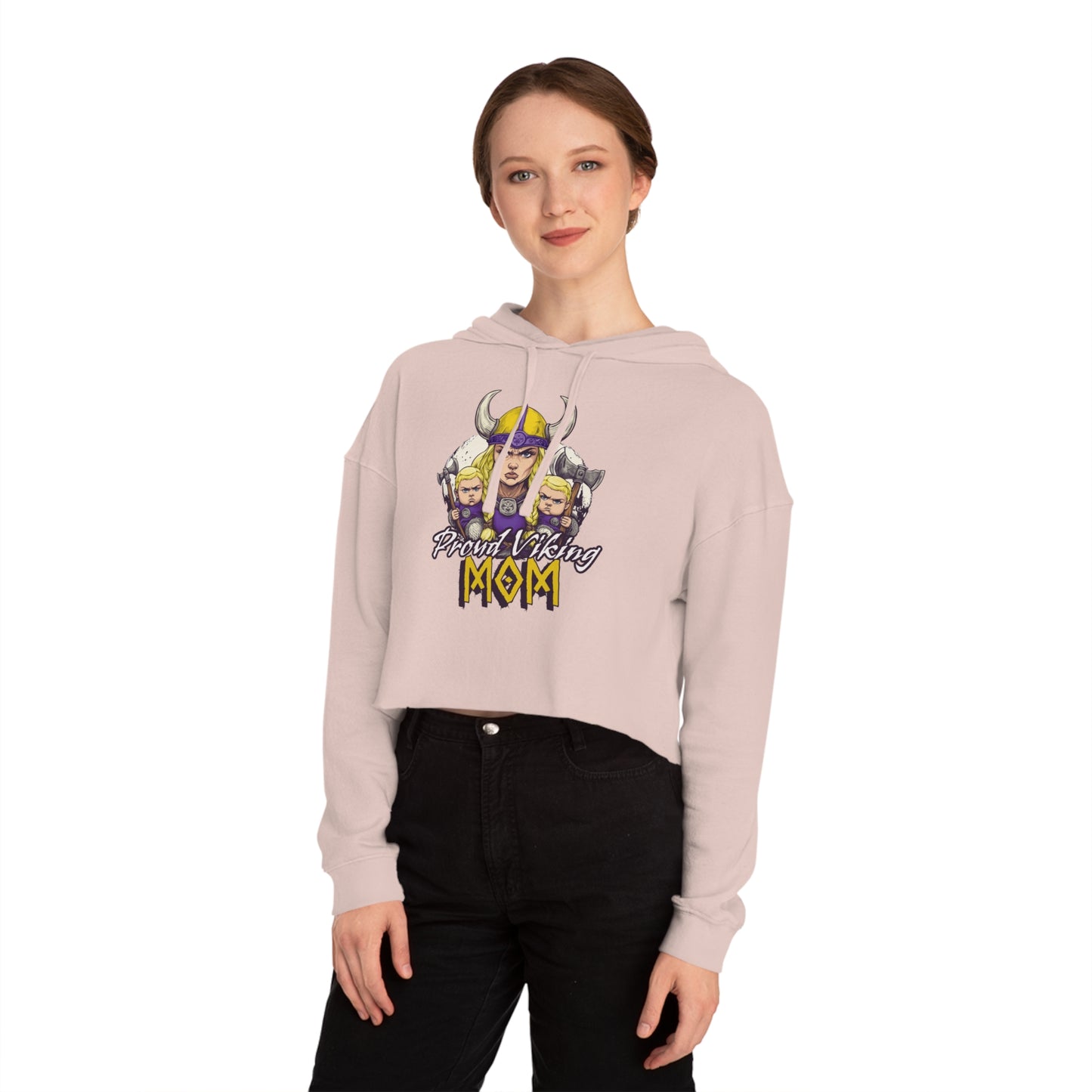 Proud Viking Mom Cropped Hooded Sweatshirt