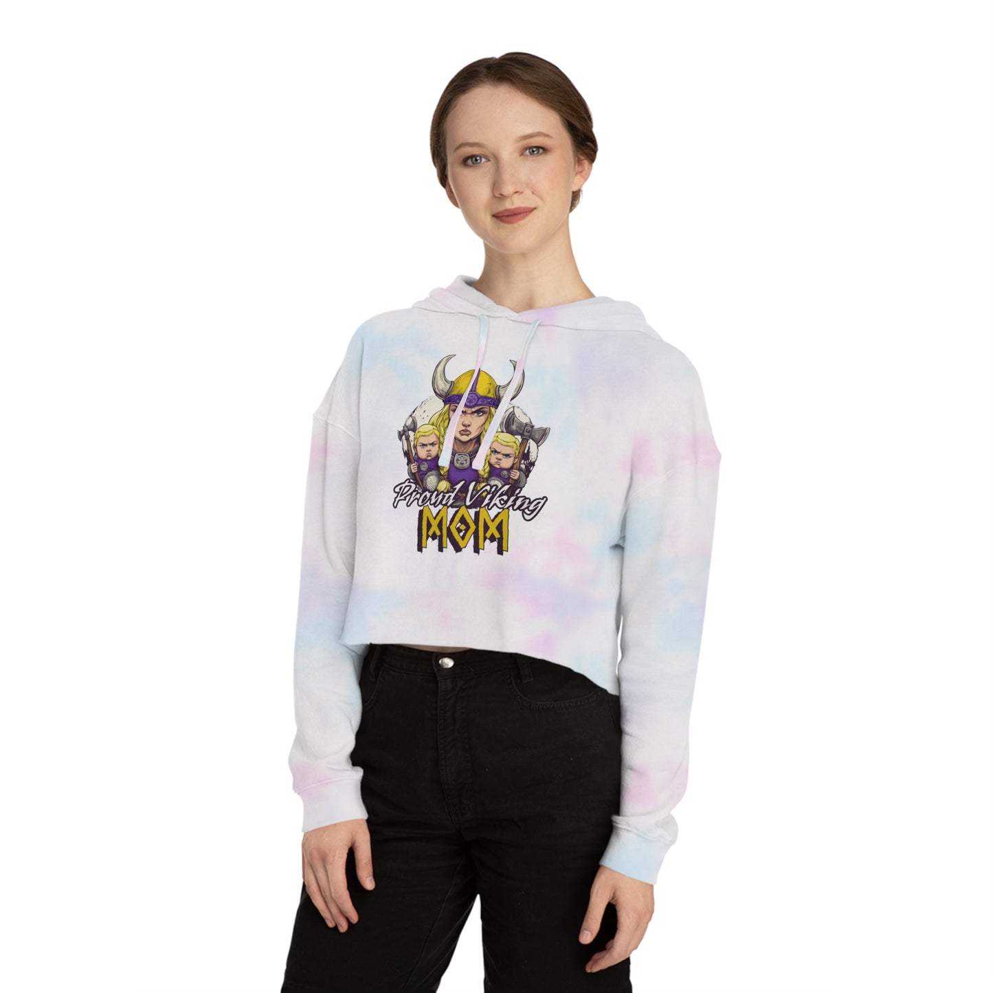 Proud Viking Mom Cropped Hooded Sweatshirt