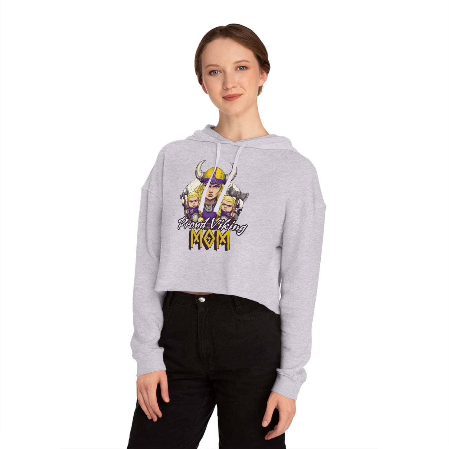 Proud Viking Mom Cropped Hooded Sweatshirt