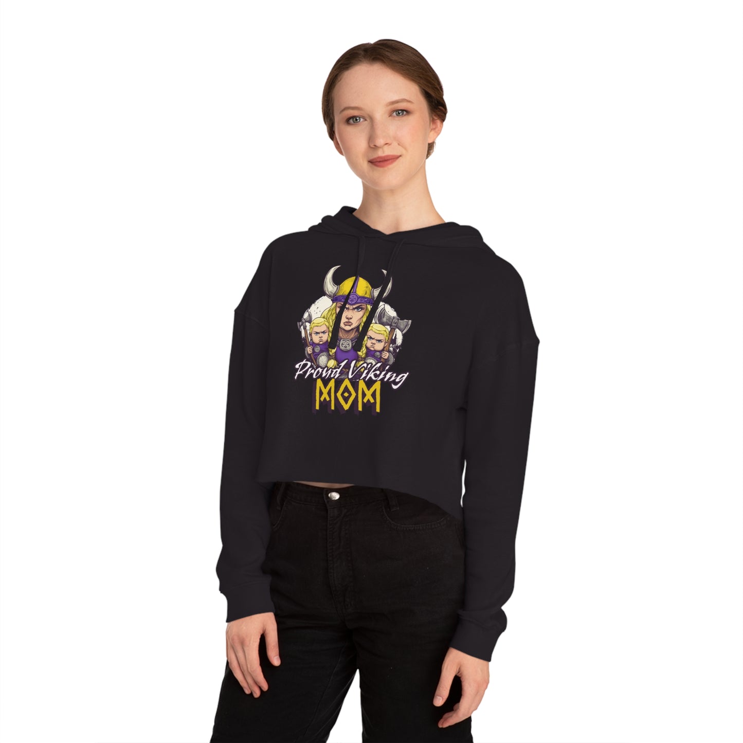 Proud Viking Mom Cropped Hooded Sweatshirt