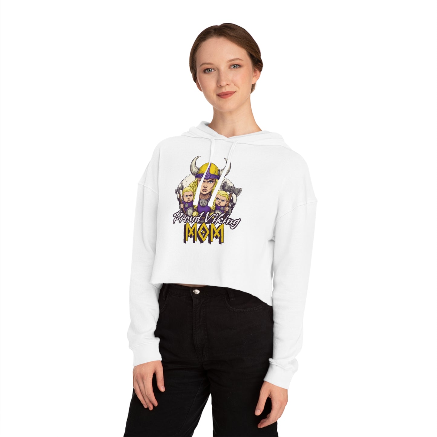 Proud Viking Mom Cropped Hooded Sweatshirt