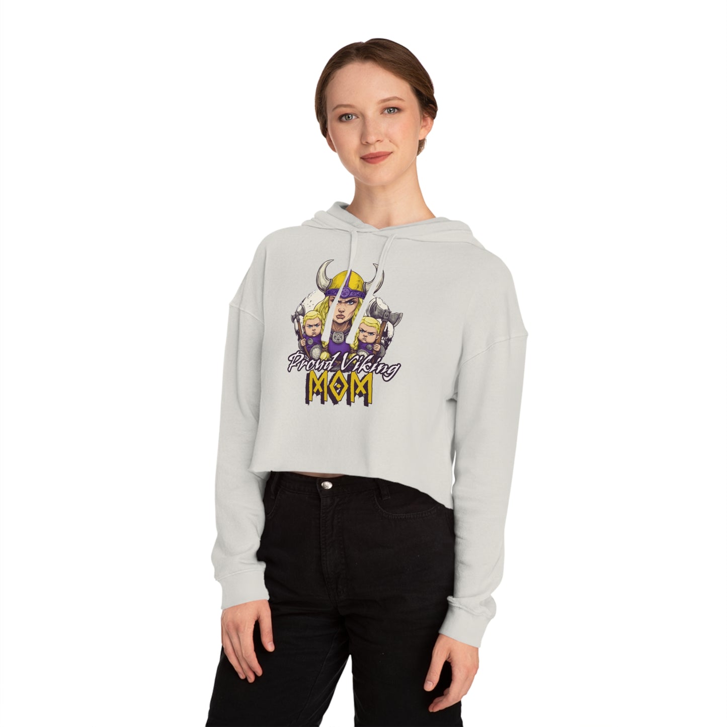 Proud Viking Mom Cropped Hooded Sweatshirt