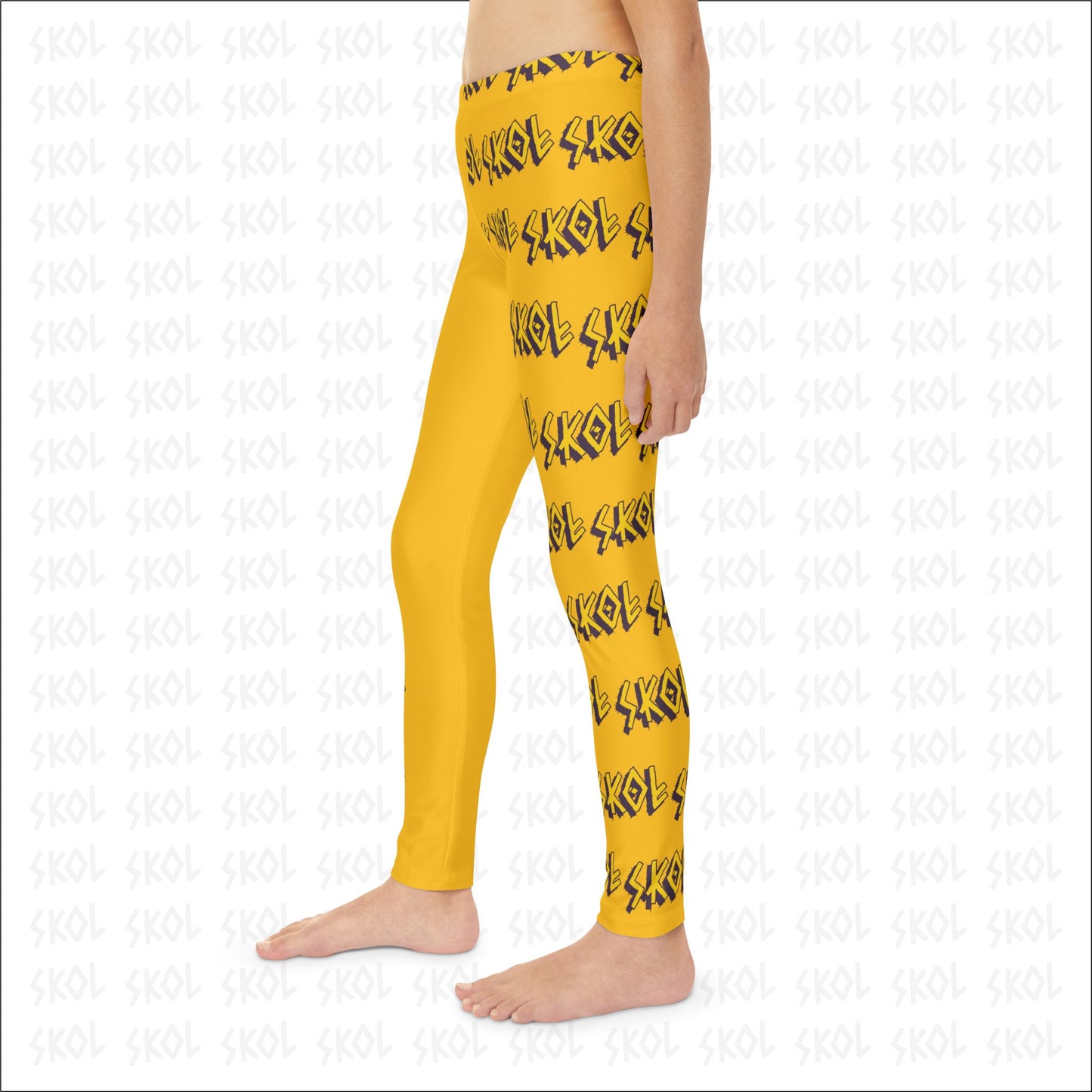 Viktory & SKOL | Yellow Youth Full-Length White Leggings (AOP)