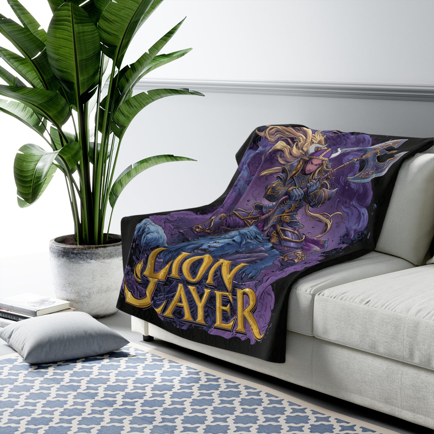 Lion Slayer Sherpa Fleece Blanket