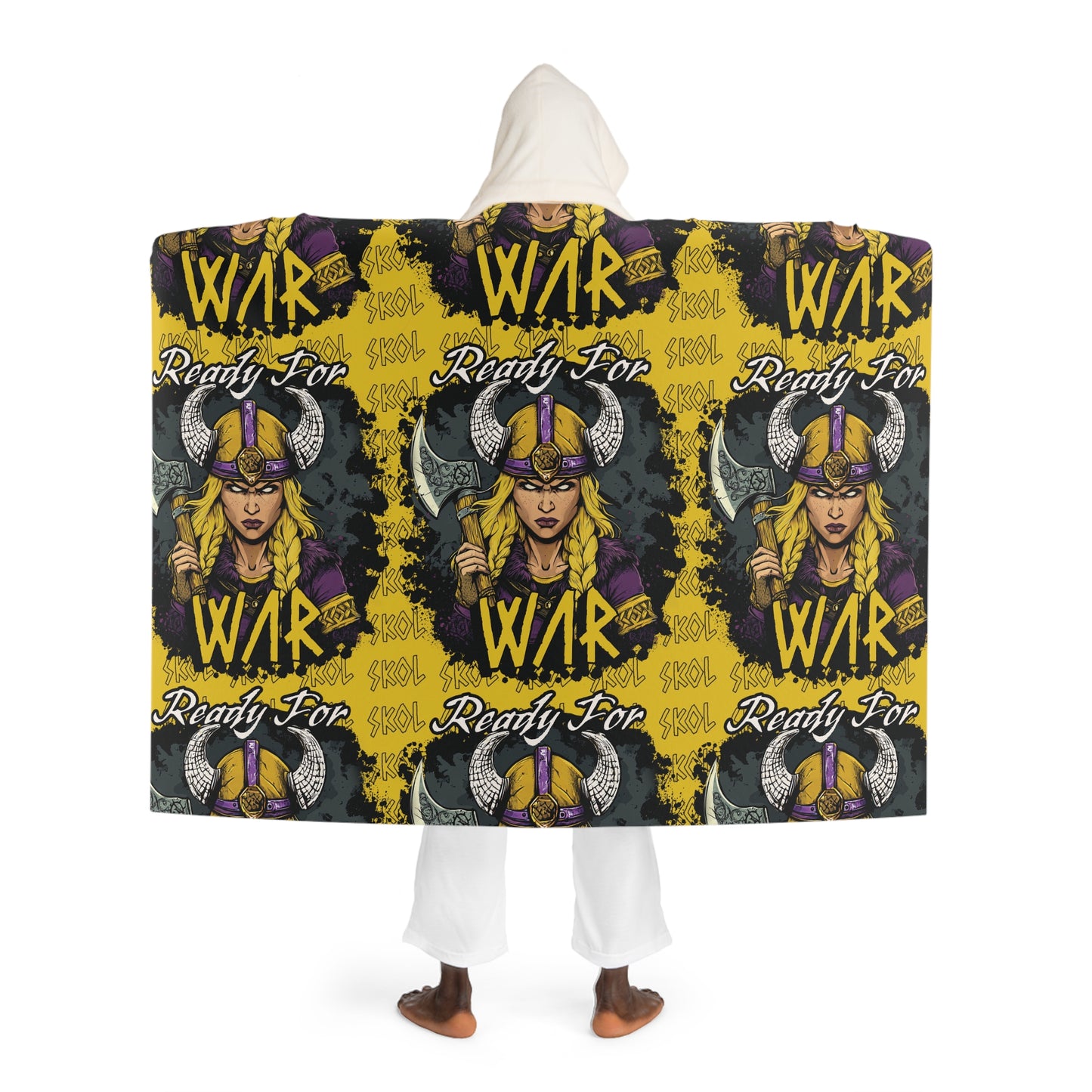 Ready For War Hooded Purple Sherpa Fleece Blanket