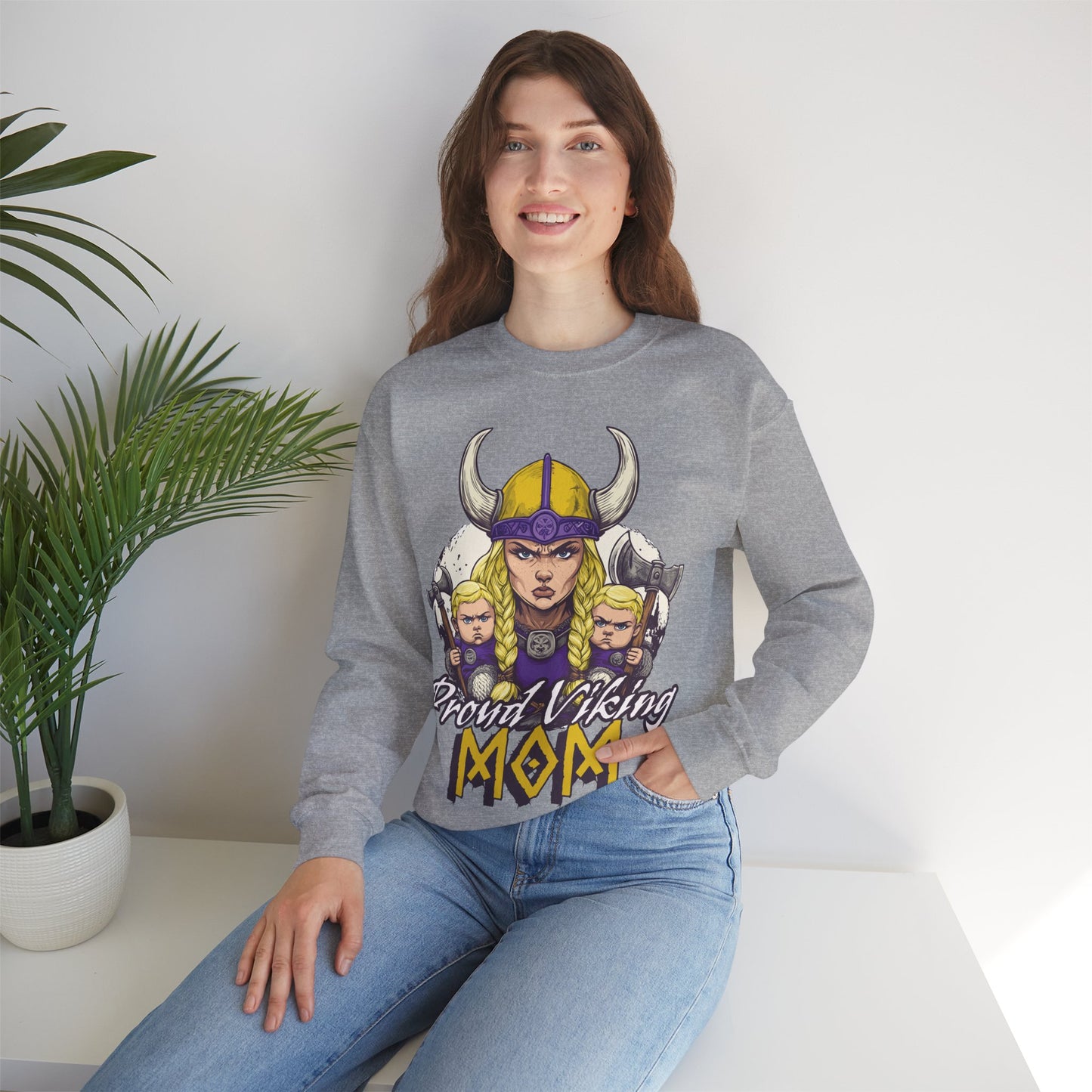 Proud Viking Mom Unisex Heavy Blend™ Crewneck Sweatshirt