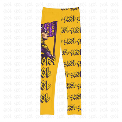 Viktory & SKOL | Yellow Youth Full-Length White Leggings (AOP)