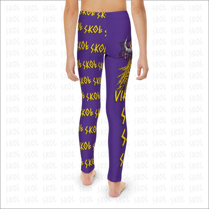 Viktory & SKOL | Purple Youth Full-Length White Leggings (AOP)