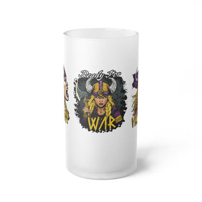 War Maiden Viktory Frosted Glass Beer Mug