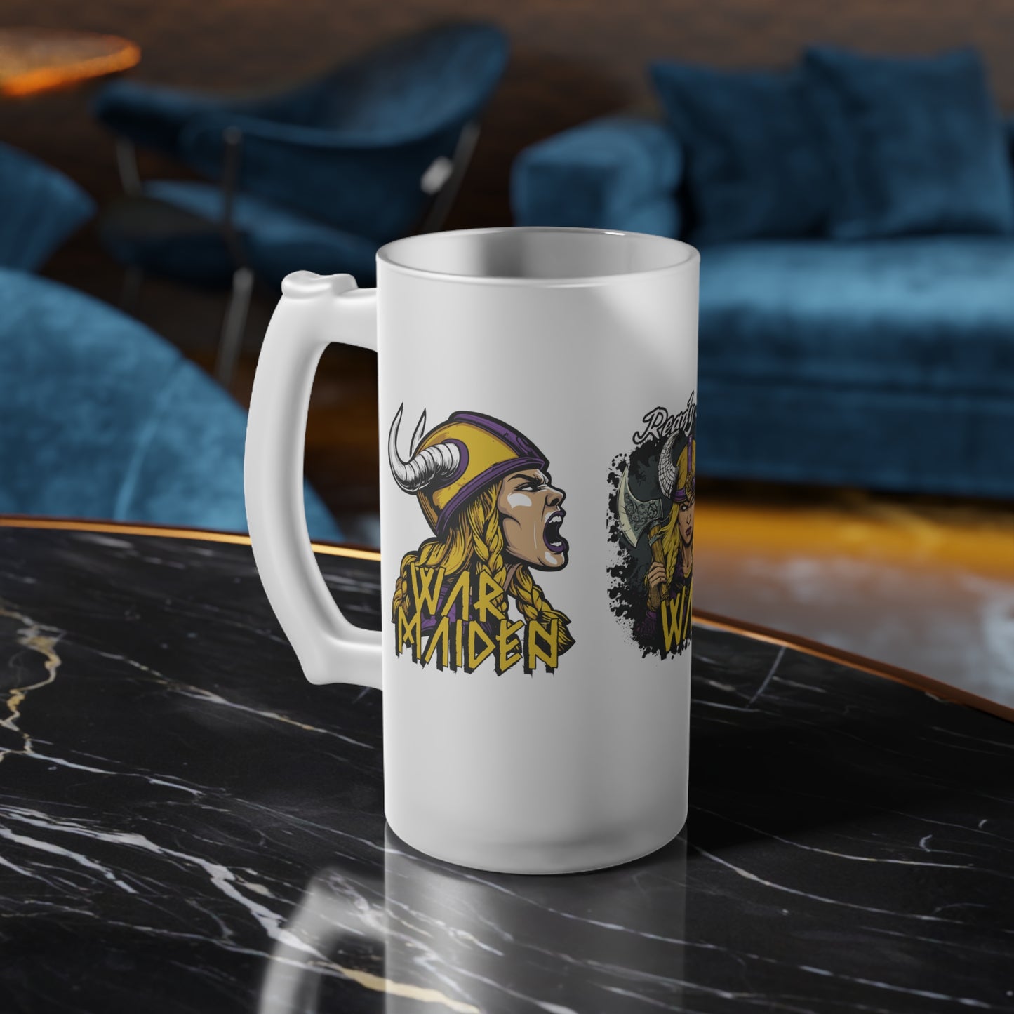 War Maiden Viktory Frosted Glass Beer Mug