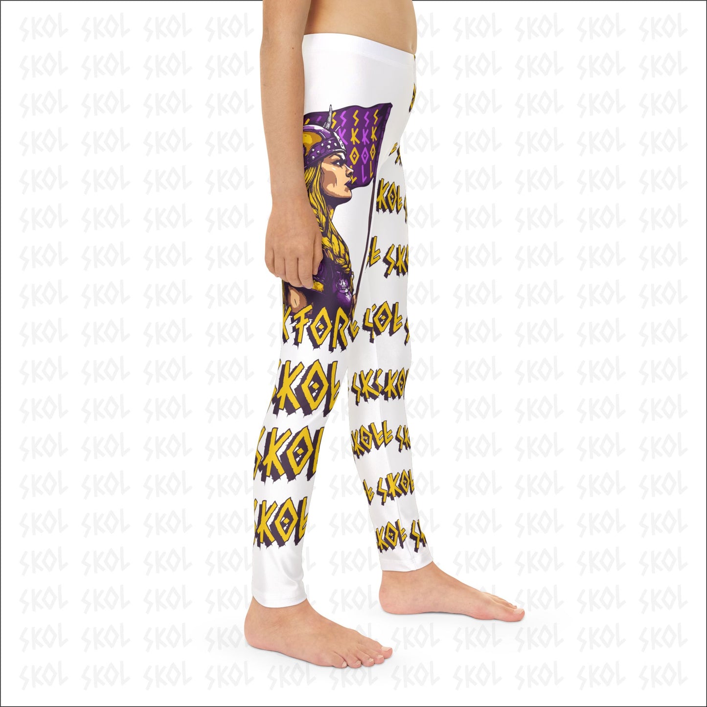 Viktory & SKOL | Youth Full-Length White Leggings (AOP)