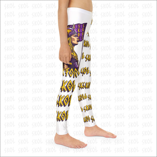 Viktory & SKOL | Youth Full-Length White Leggings (AOP)