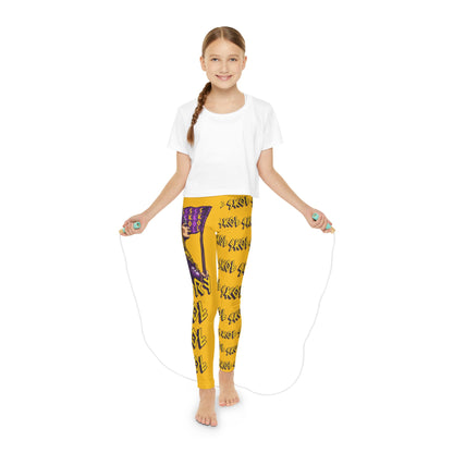 Viktory & SKOL | Yellow Youth Full-Length White Leggings (AOP)