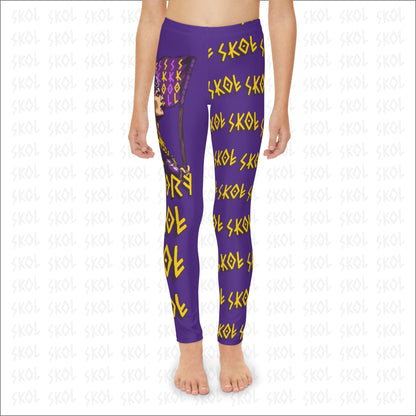 Viktory & SKOL | Purple Youth Full-Length White Leggings (AOP)