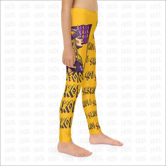 Viktory & SKOL | Yellow Youth Full-Length White Leggings (AOP)