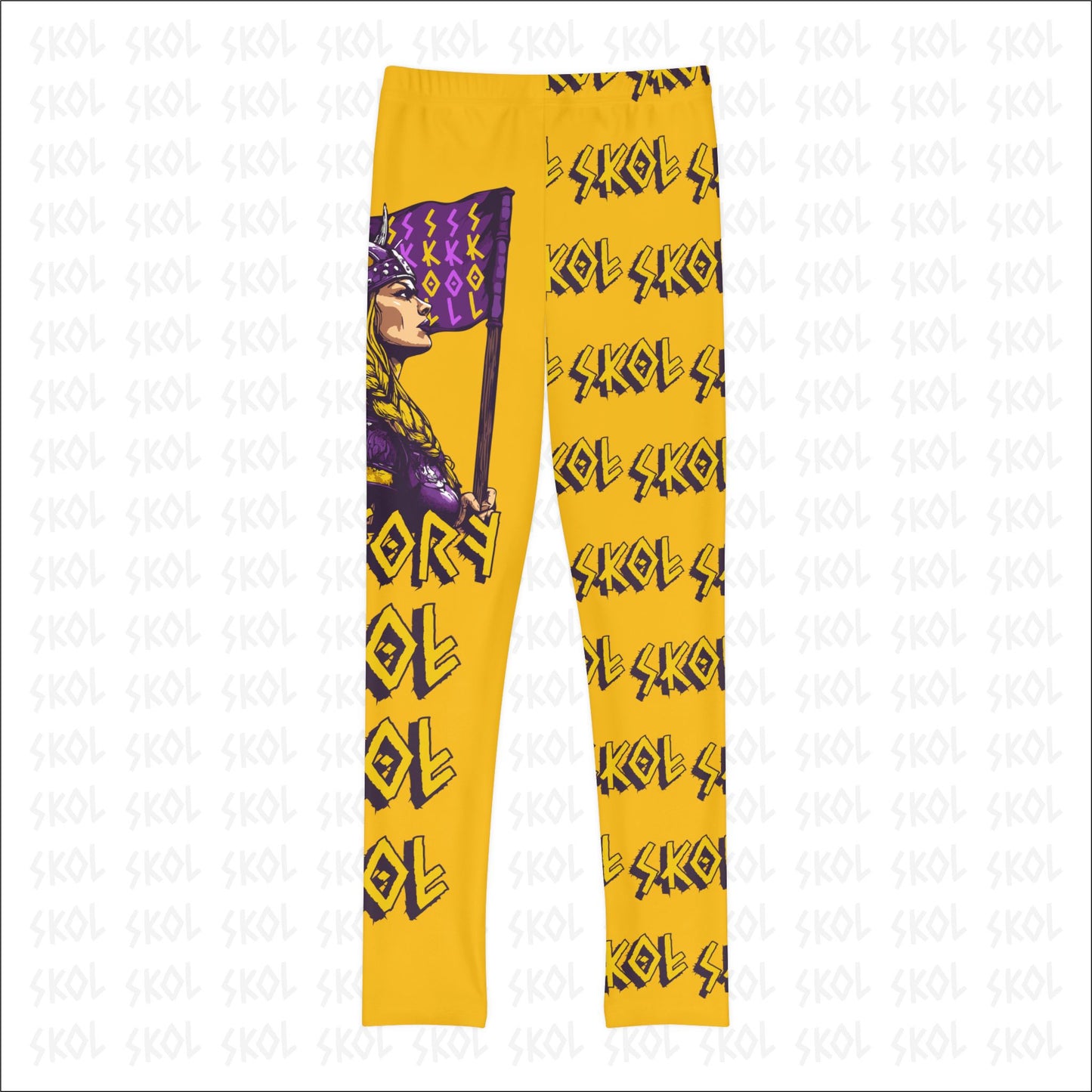 Viktory & SKOL | Yellow Youth Full-Length White Leggings (AOP)