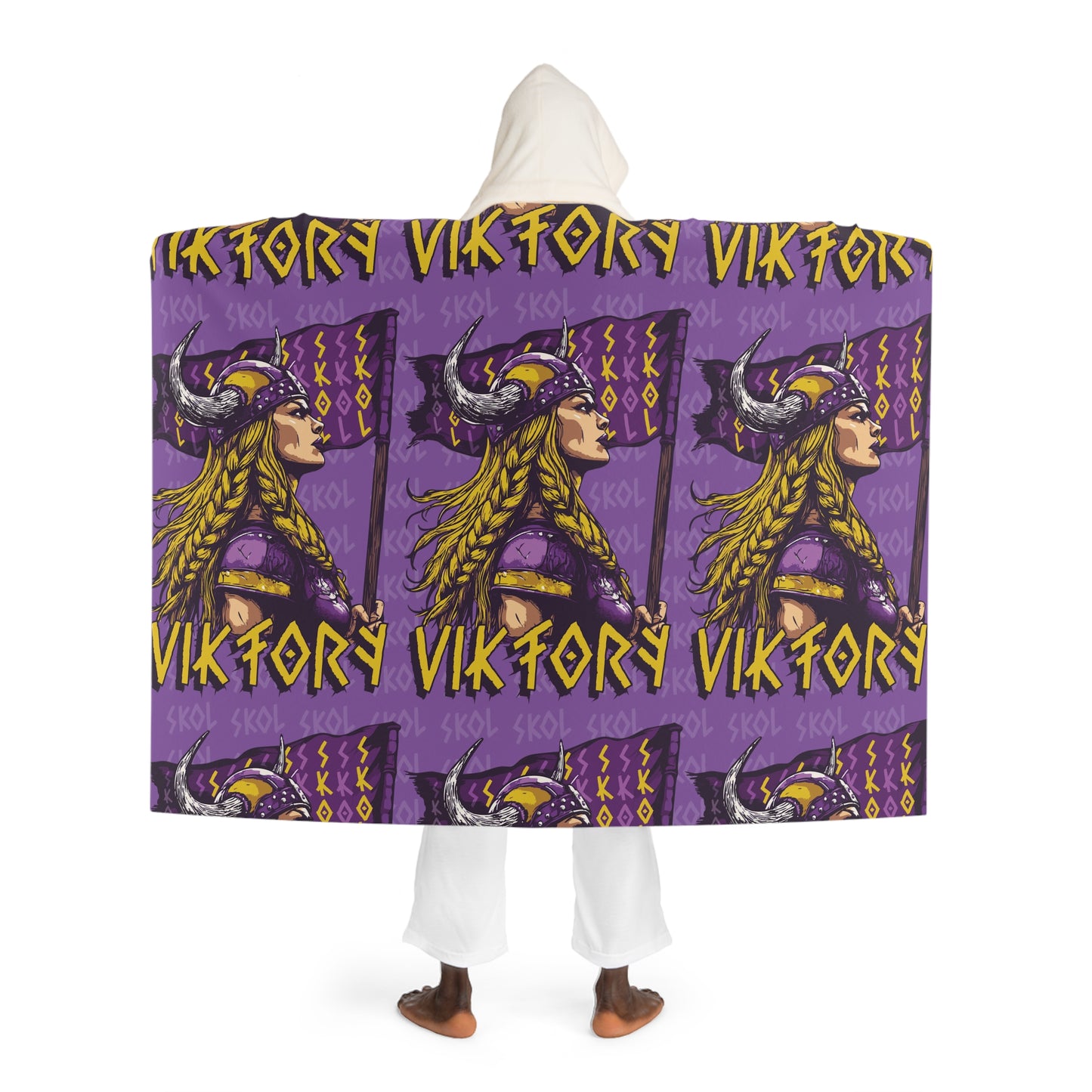 Viktory Hooded Purple Sherpa Fleece Blanket