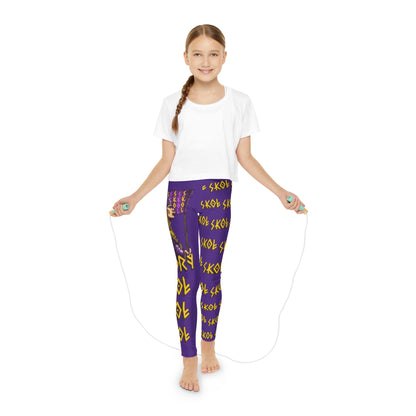 Viktory & SKOL | Purple Youth Full-Length White Leggings (AOP)