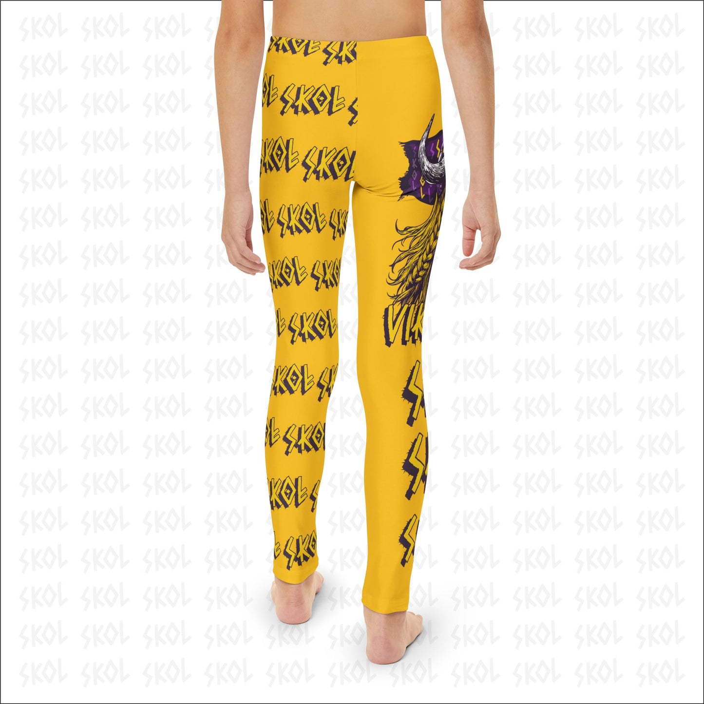 Viktory & SKOL | Yellow Youth Full-Length White Leggings (AOP)